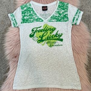 Harley Davidson Burnout Feeling Lucky T-Shirt - EUC